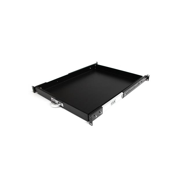 STARTECH.COM Ausziehbarer Fachboden für 19 Zoll Serverschrank - 55cm Sliding Rack Shelf belastbar bis 25 Kg - Stahlblech Schwarz