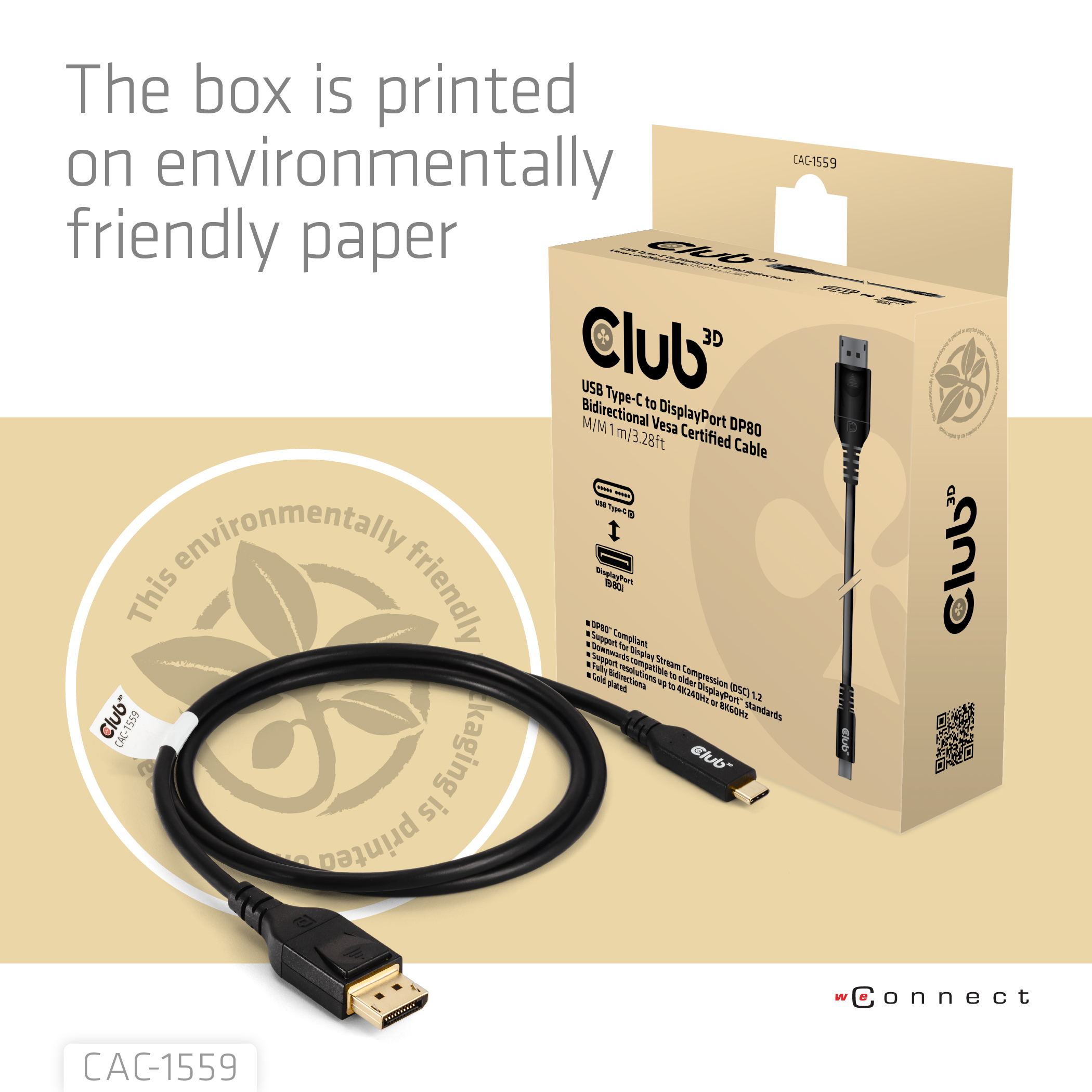 Club3D Kabel USB Typ C  DP 2.1 1m 10K60Hz St/St retail