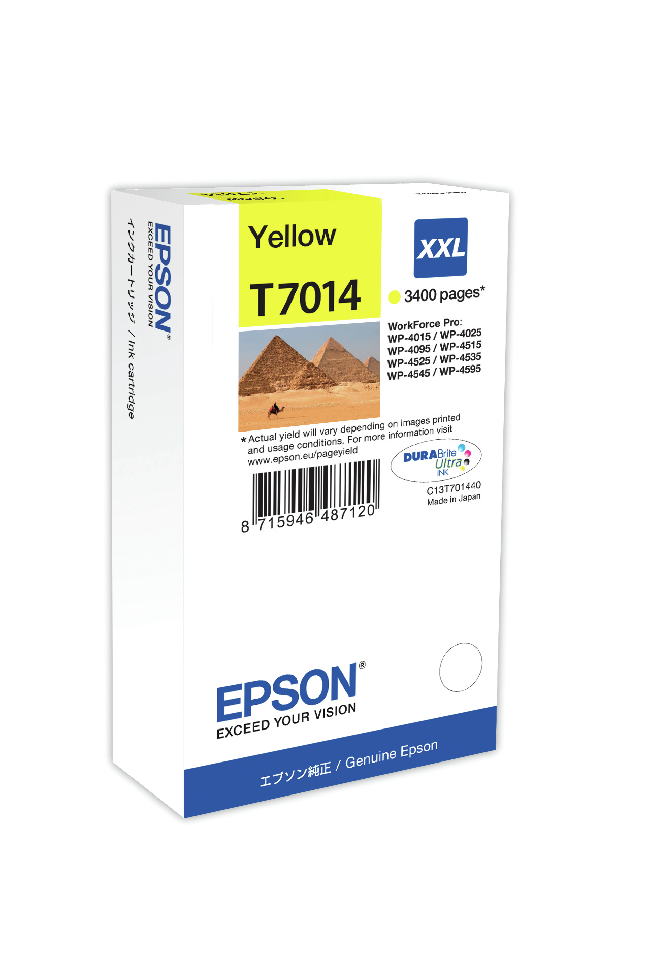 EPSON 1LB WP4000/4500 ink cartridge yellow extra high capacity 3.400 pages 1-pack blister without alarm