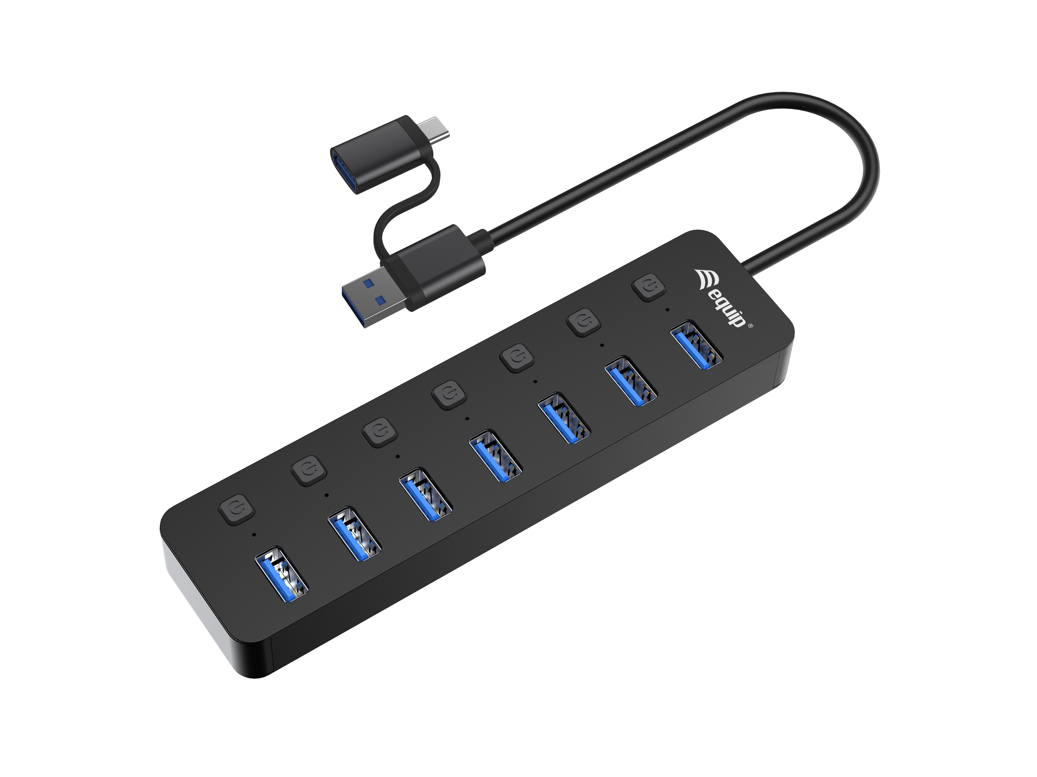 Equip 7-Port USB-A3.2-Hub->7xUSB-A 3.2 +USB-C Adapter 5Gbps