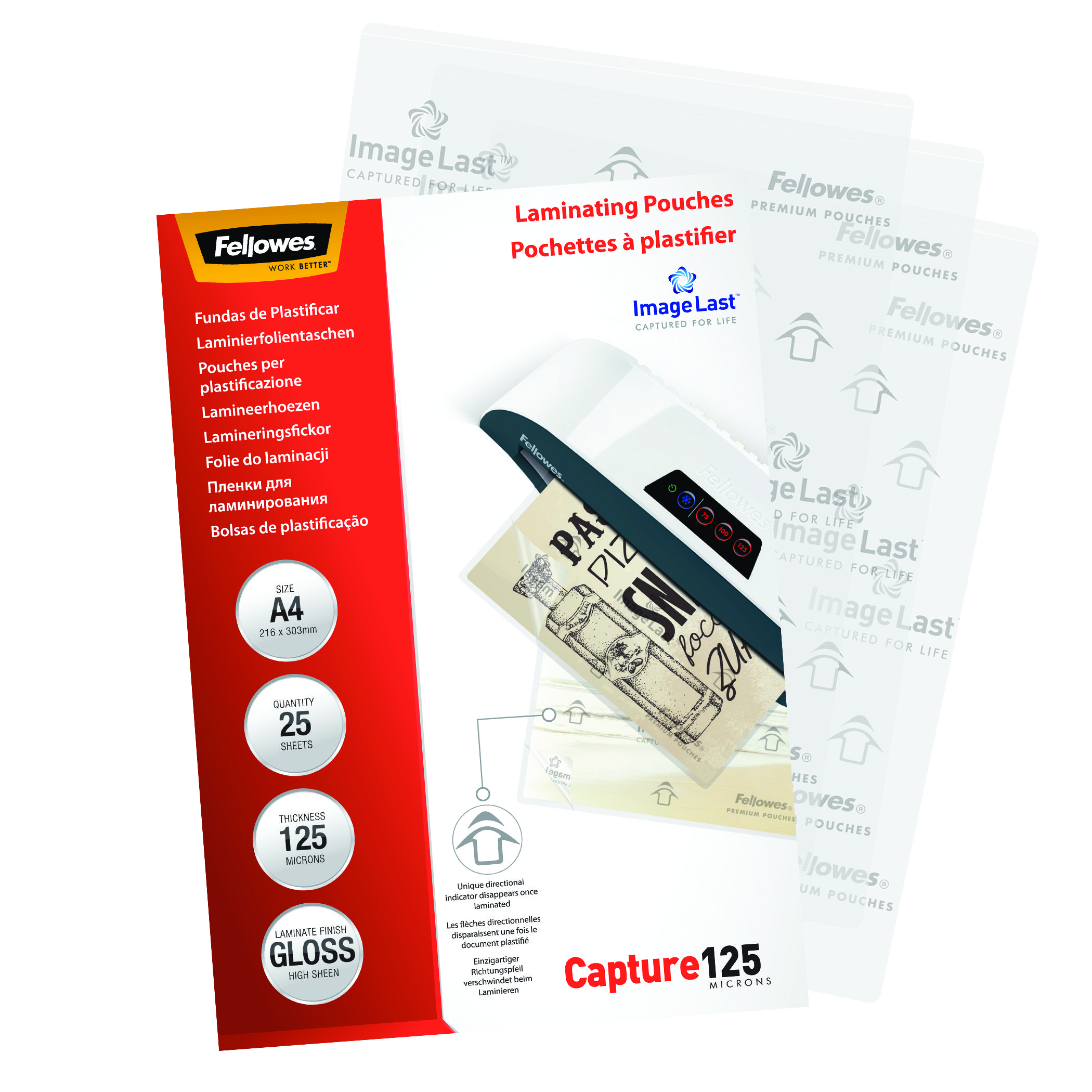 Fellowes Laminierfolien Capture125 ImageLast glänzend für A4 125 micron, 25 St.