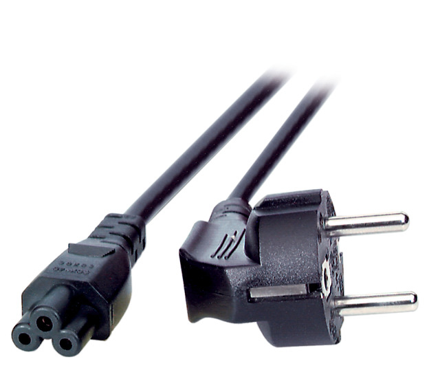 EFB Netzkabel Schutzkontakt 90°-C5 180°,sw,3.0m,3x1.00mm