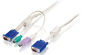 LevelOne KVM Kabel VGA->VGA,USB-A,PS/2 5.00m weiß