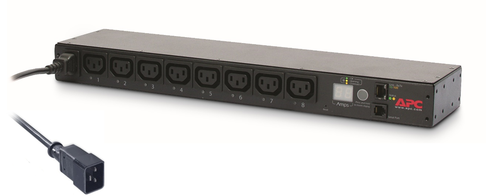 APC Switched Rack PDU Rack AC 208-230V Ethernet RS-232 input IEC 60320 C20 oc 8 power IEC 60320 C13 1U 2,49m cord