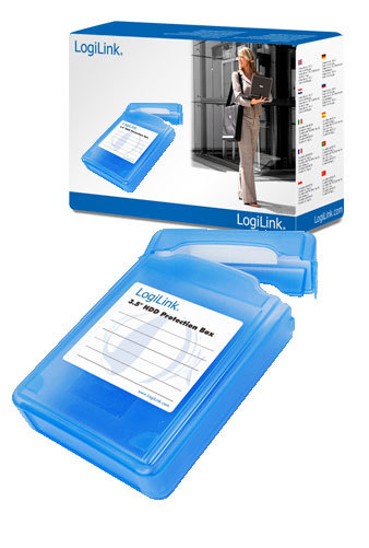 Logilink HDD Schutz-Box für 1x 8.9cm (3,5) blau wasseresist