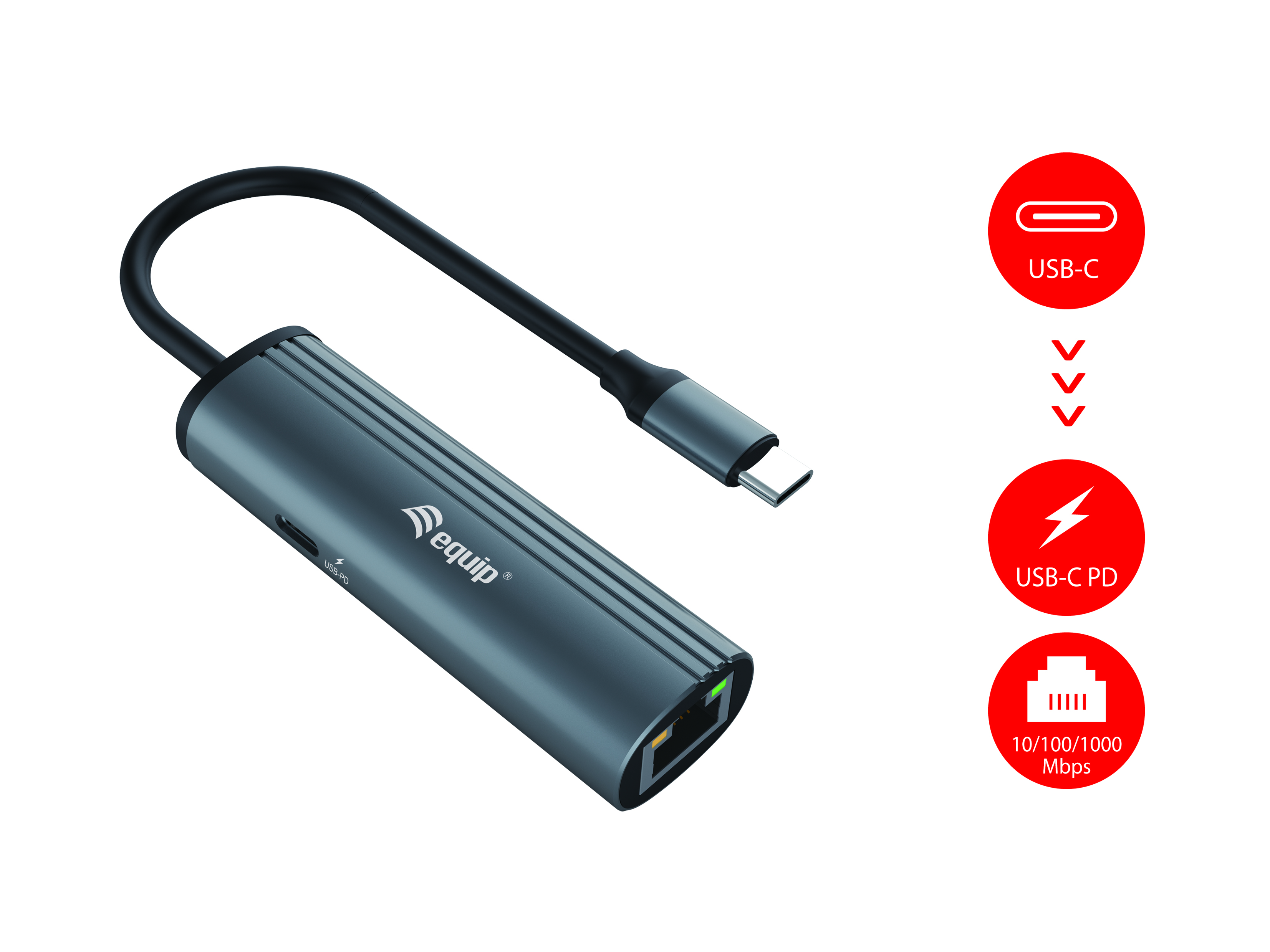Equip Dock 1-1 USB-C->GbE,100W USB-C 0.15m