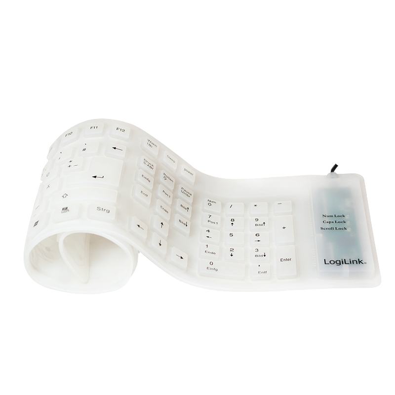 Logilink Tastatur USB / PS/2 Flexibel Wasserfest weiß