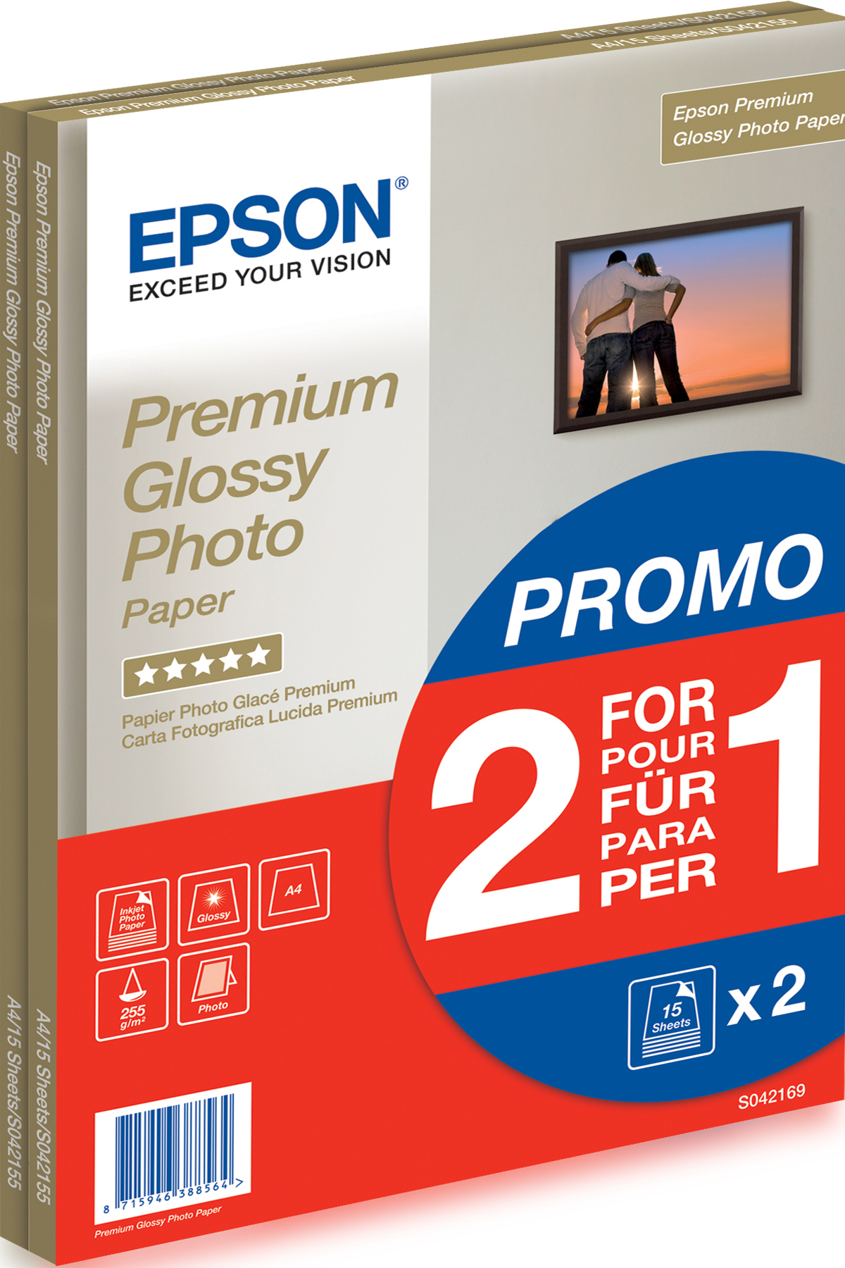 EPSON Fotopapier S042169 DIN A4 glänzend 255 g/qm 2x 15 Blatt