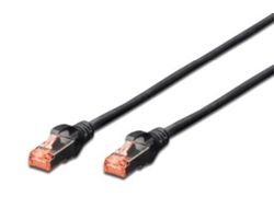 DIGITUS Patchkabel Cat6 S/FTP 2xRJ45 0.25m schw Hebelschutz Polybeutel