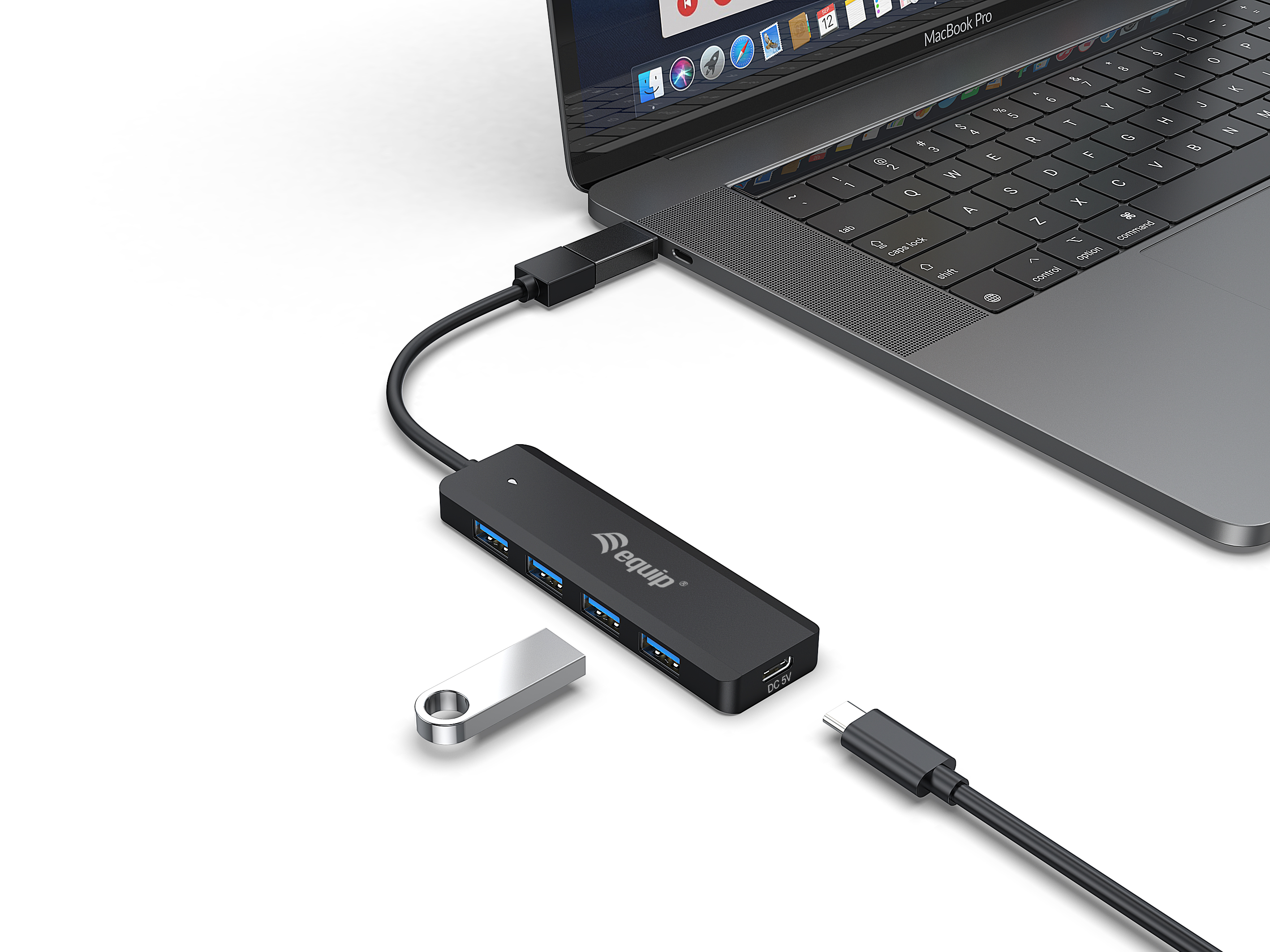 Equip 4-Port USB-A3.2-Hub->4xUSB-A 3.2 +USB-C Adapter 5Gbps
