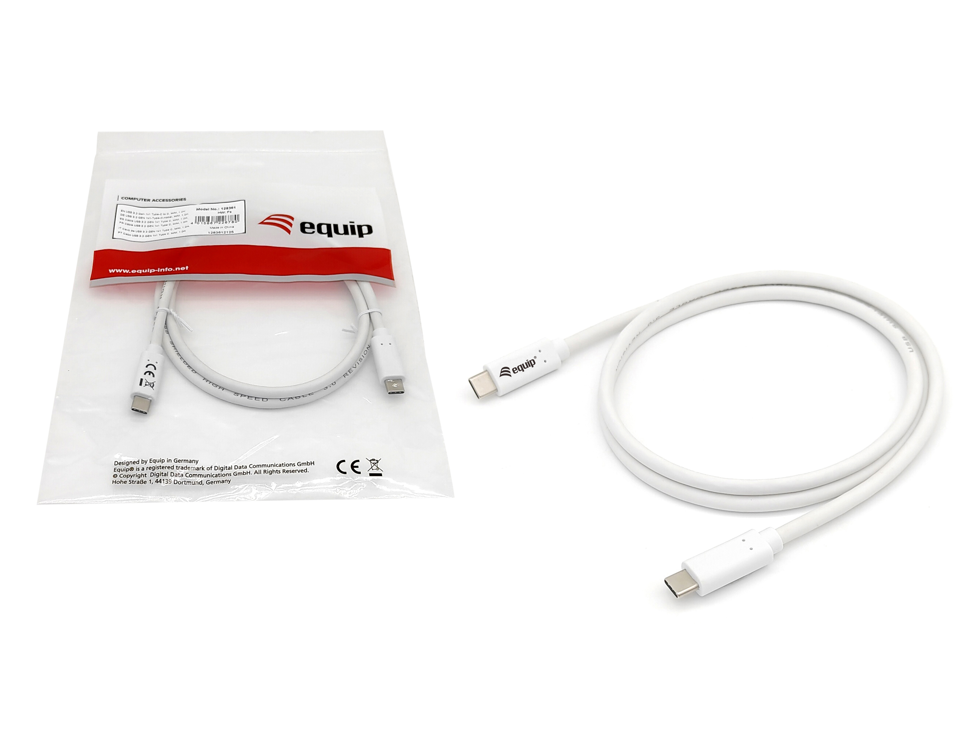 Equip Kabel USB-C3.2->C Gen1 PD60W St/St 0.50m weiß