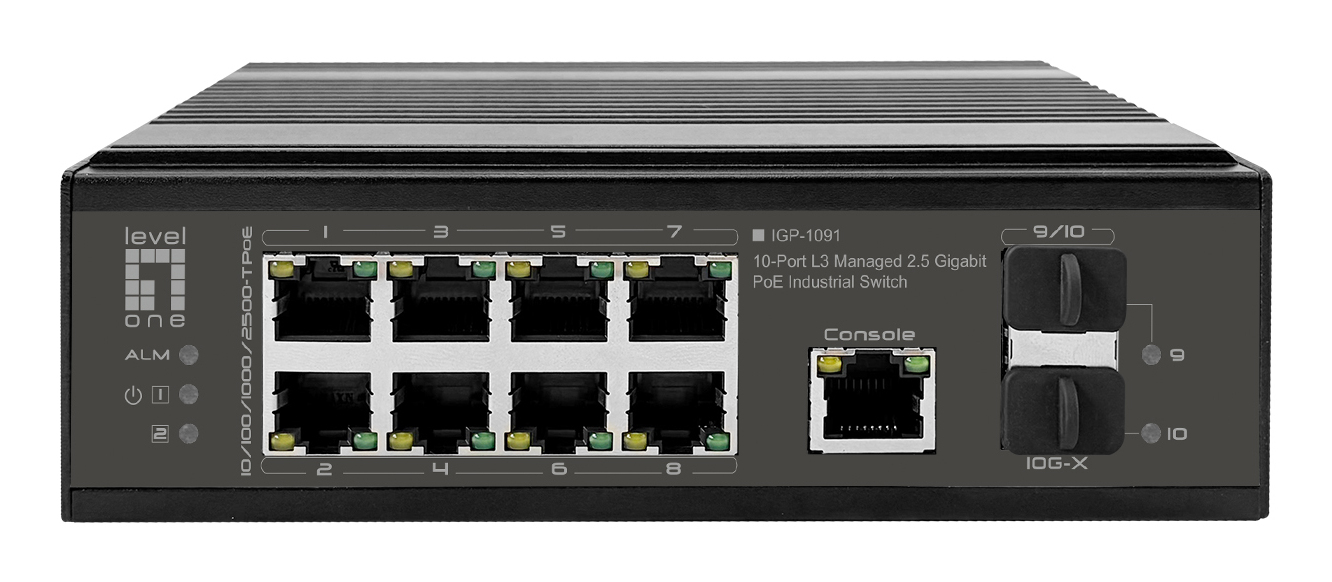 LevelOne Industr.PoE+Switch 8x2.5G PoE/2x1G/10G SFP+Uplinks