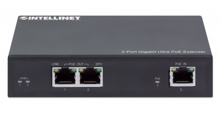 INTELLINET 2-Port Gigabit Ultra PoE-Extender 60W um 100m