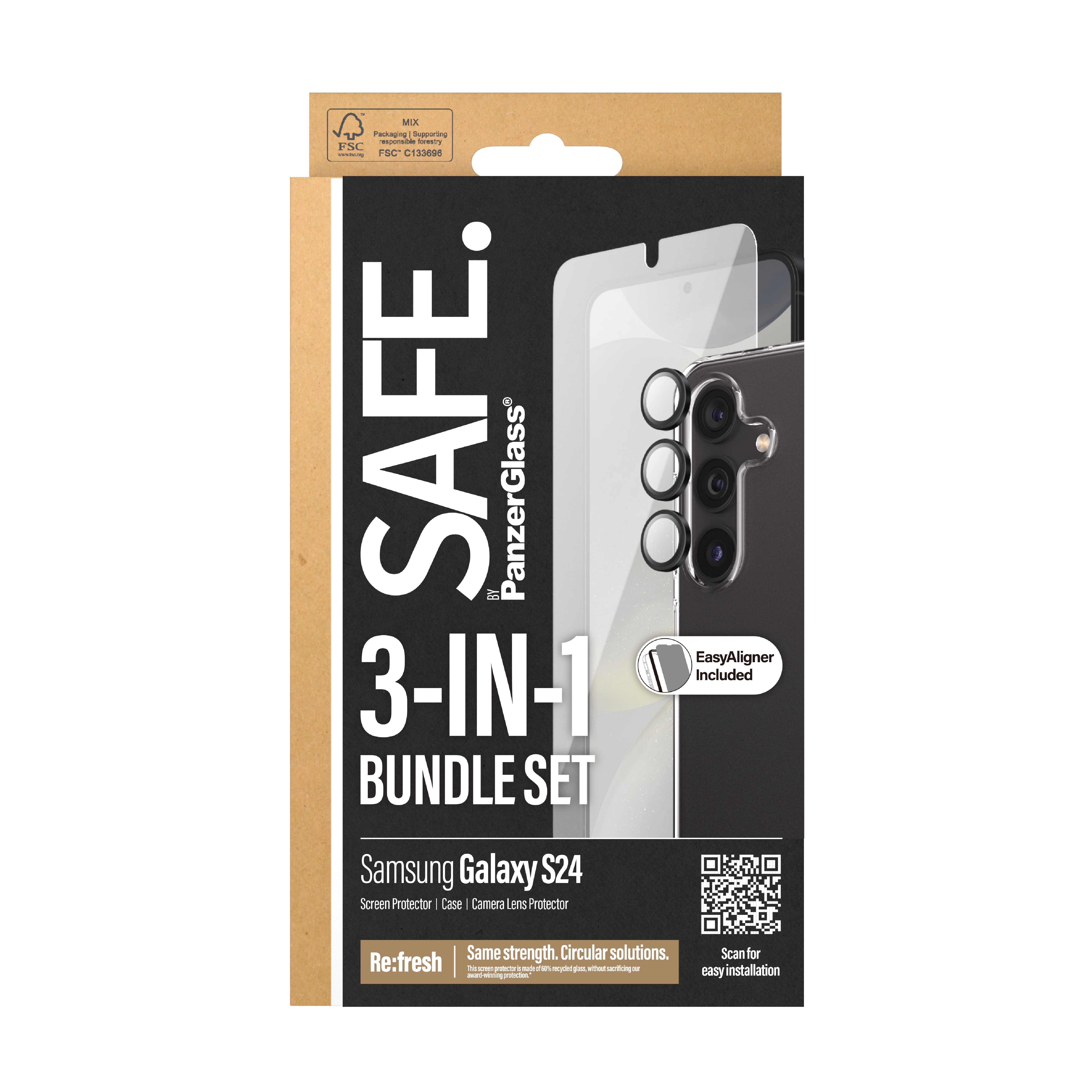 SAFE BY PANZERGLASS 3-IN-1 PACK SAMSUNG GALAXY S24 SCREEN PROTEC