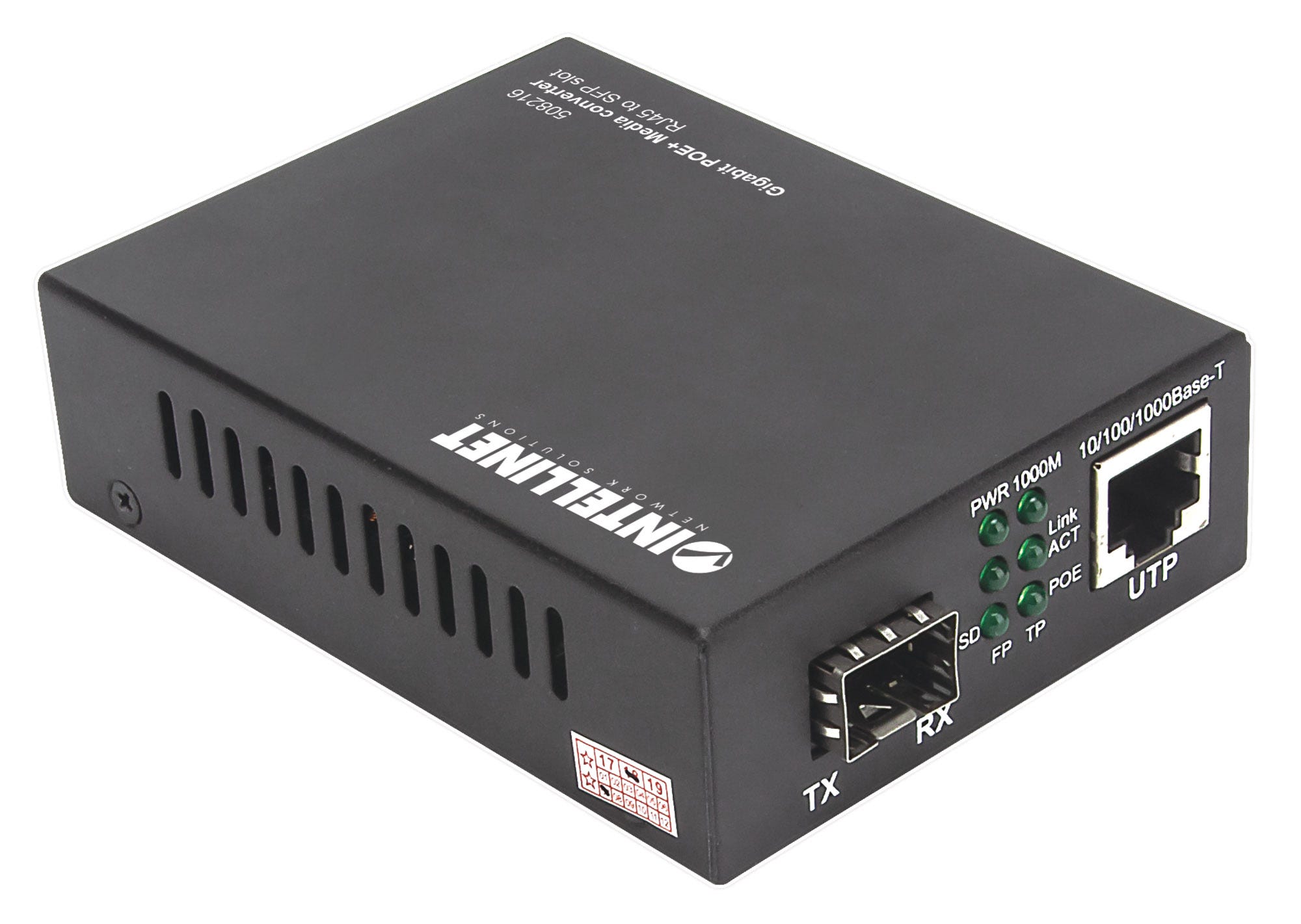 INTELLINET Gigabit PoE + Medienkonverter RJ45 SFP 120km