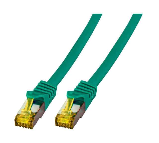 EFB Patchkabel Cat6a S/FTP LSZH mit Cat7 Rohkabel 10m GRUEN 10 Gigabit Ethernet 600MHz 4x2xAWG26/7 Flammwidrig Raucharm