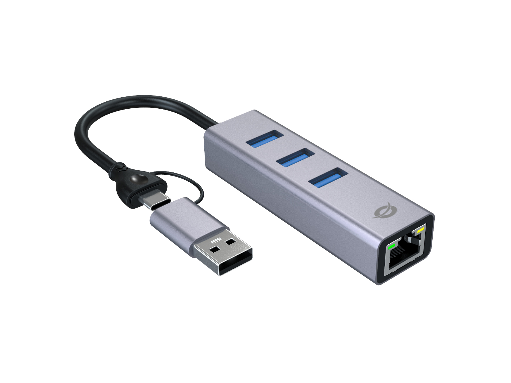 CONCEPTRONIC Adapter USB-C/-A3.0->GbE+3x-A3.0 5Gbs gr