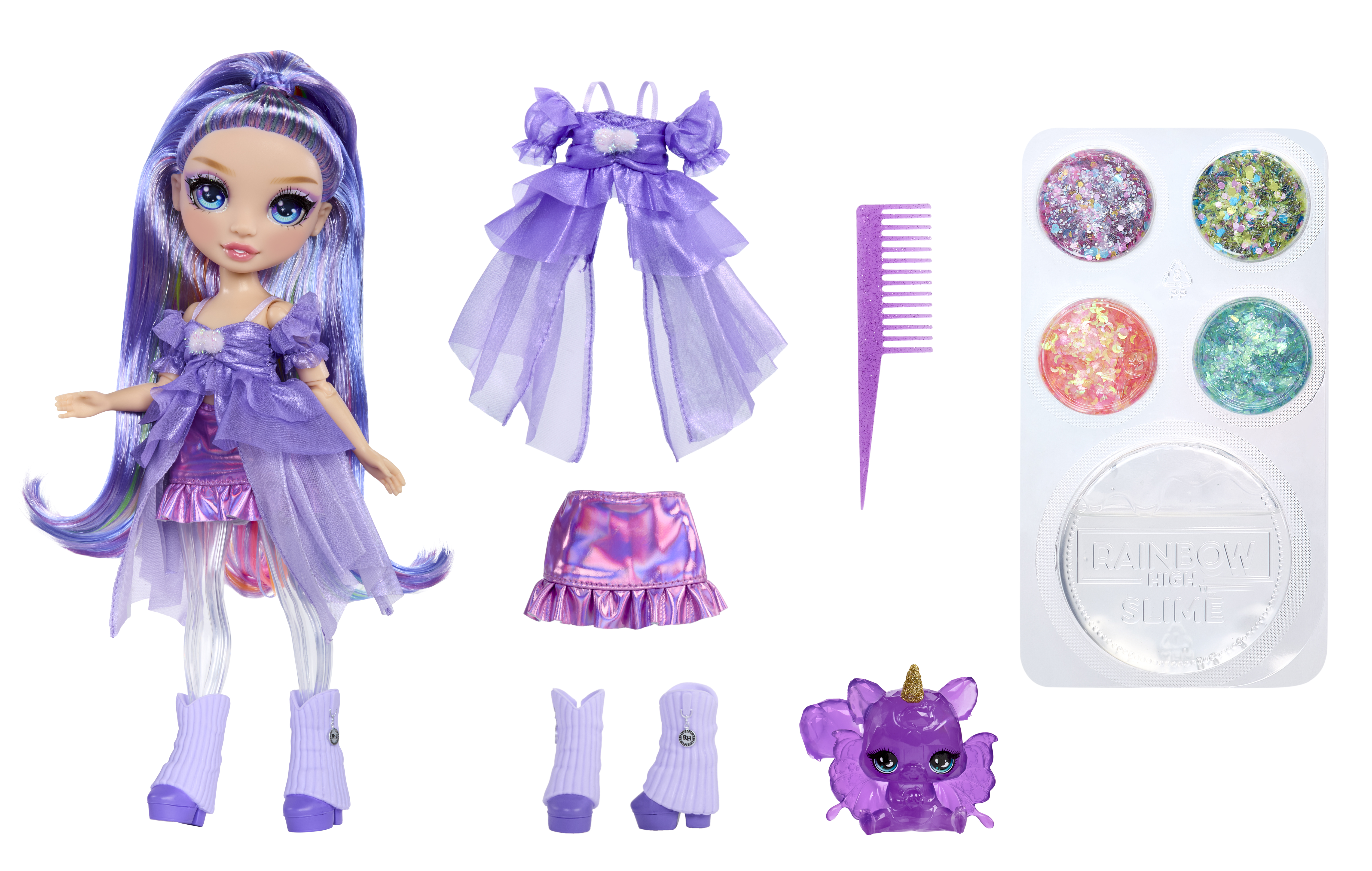 Rainbow High Shimmers with Slime - Violet, Puppe