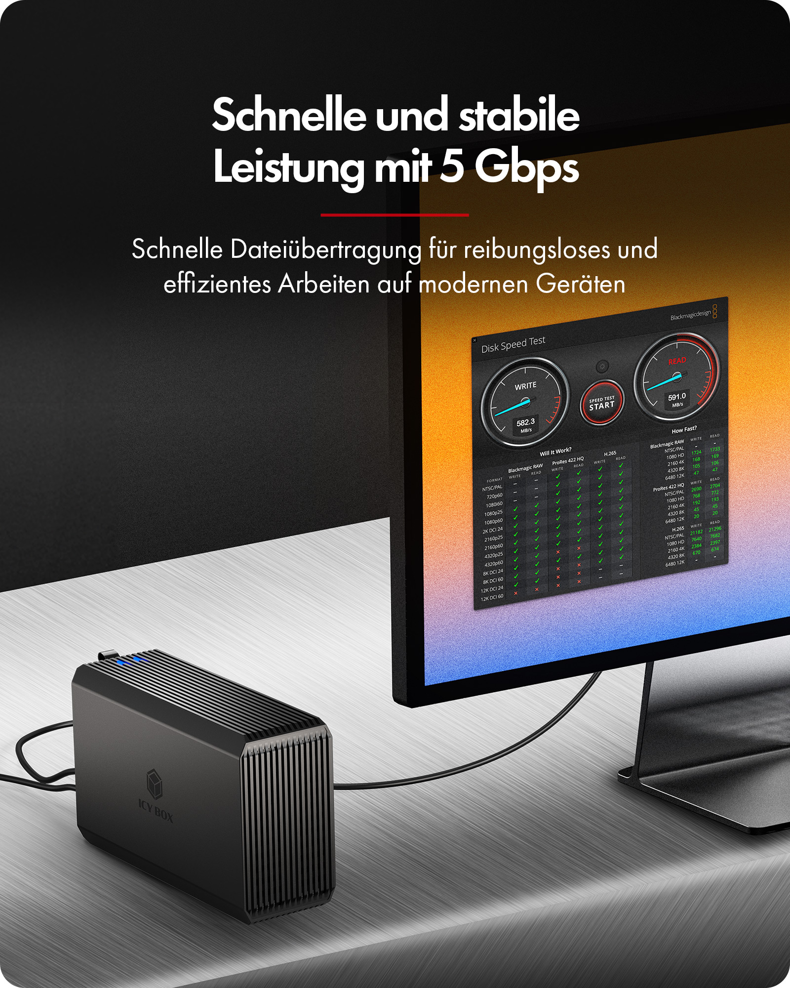 Raid System IcyBox für 2-Bay 2,5''/3,5'' SATA HDD/SSD