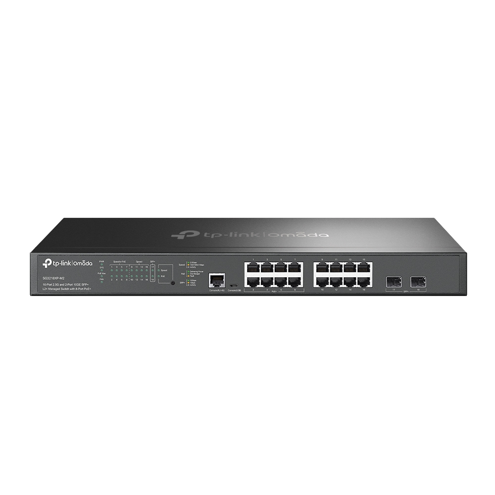 TP-LINK SG3218XP-M2 Omada 16-Port L2+ Managed Switch 8x 2.5G PoE+ 8x 2.5G Non-PoE 2x 10G SFP+ 240W PoE Budget
