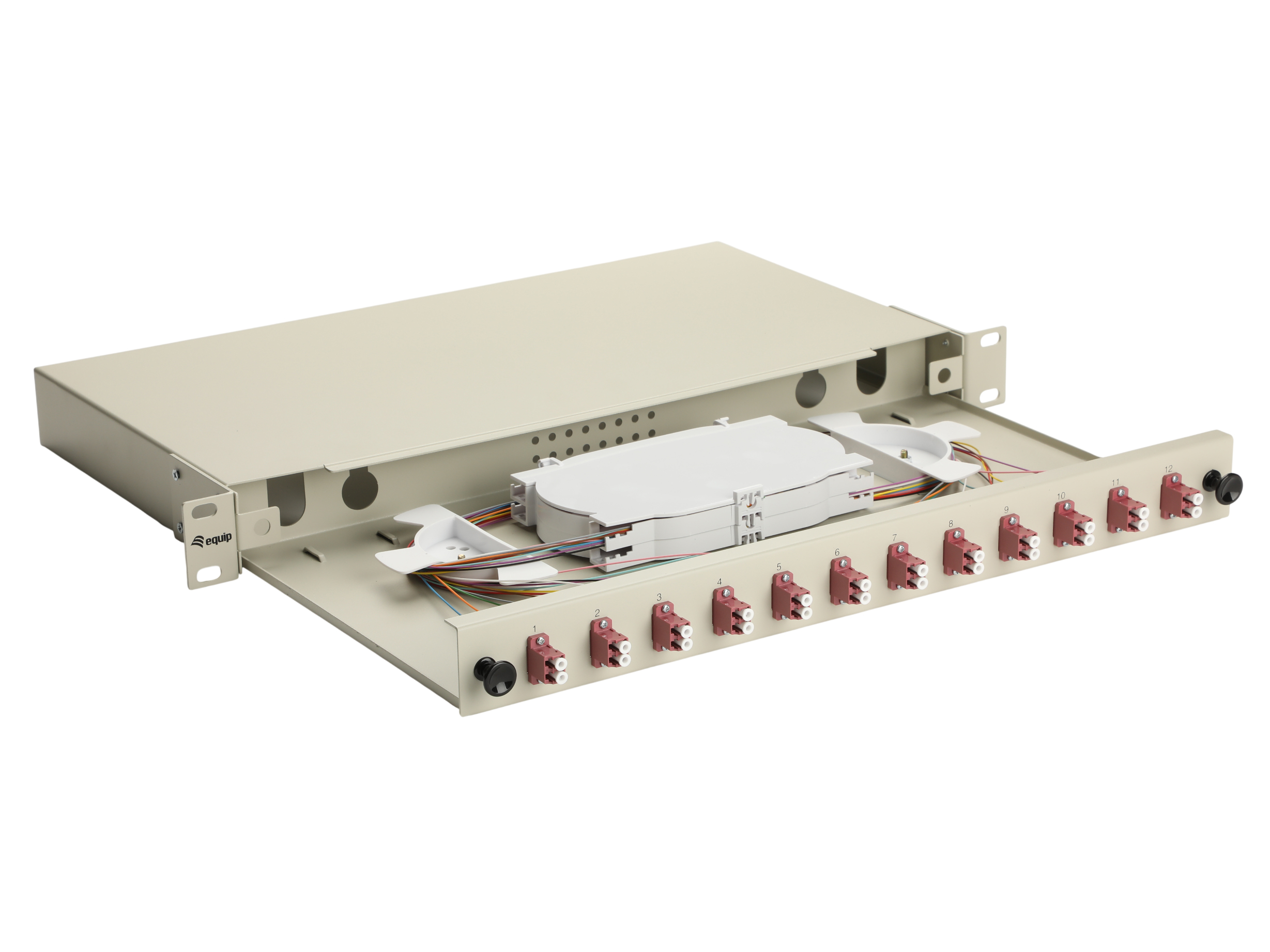 Equip LWL-Spleißkasten 12-Port LC-Duplex OM4 1U komplett gr