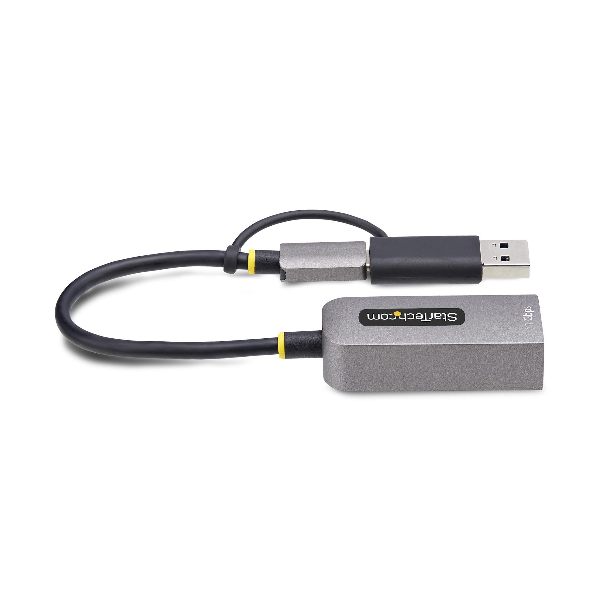 USB-C TO ETHERNET ADAPTER WITH USB-A DONGLE 6IN/15CM CABLE
