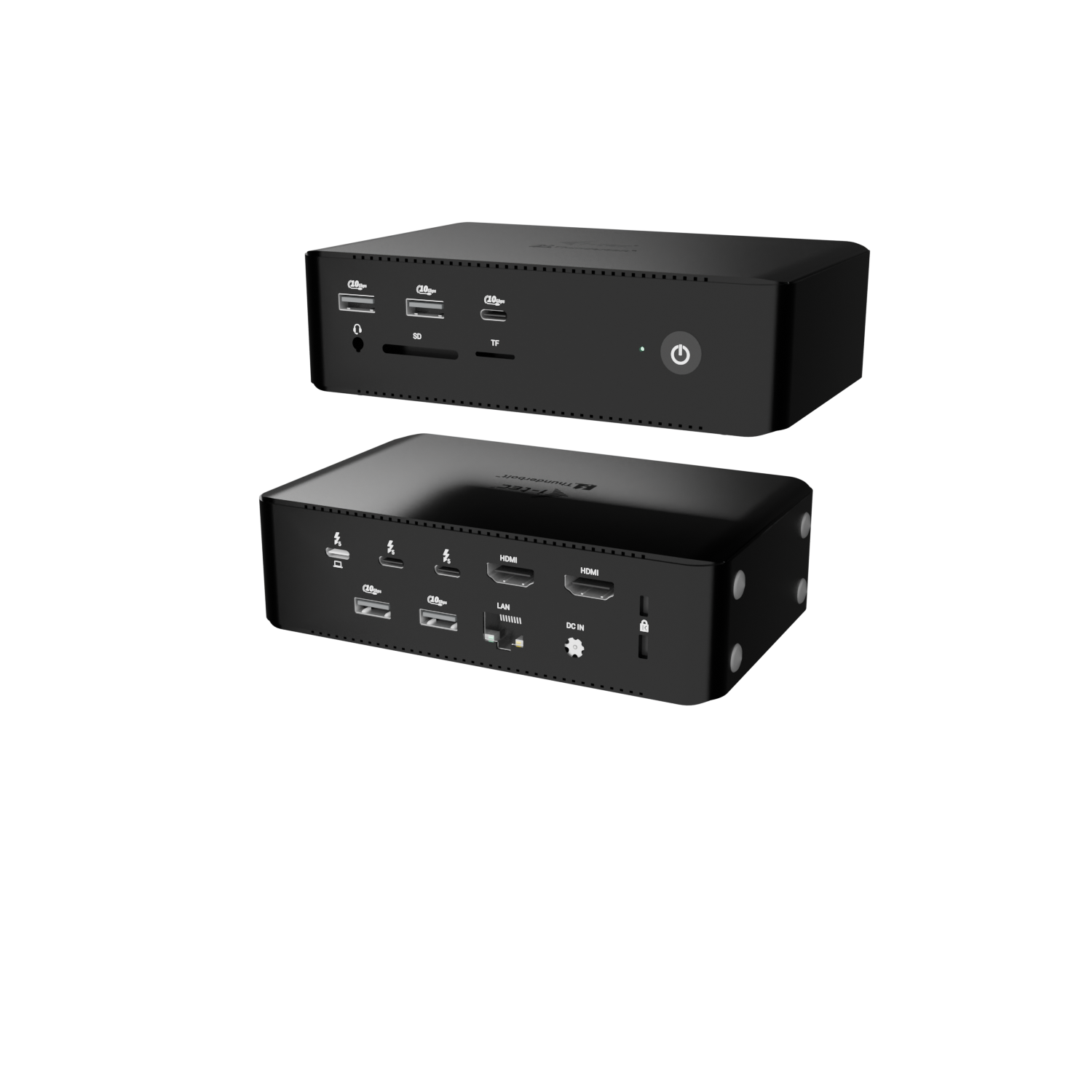 I-TEC Thunderbolt 5 Quattro Display DS 2xTB5 2xHDMI 1x2,5GLAN 1xAudio/Mic 1xUSB-C Gen2 4xUSB-A Gen2 SD+TF Kartenleser PD 140W KL