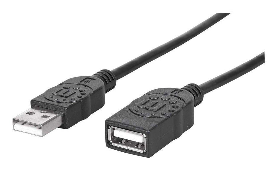 MANHATTAN Hi-Speed USB 2.0 Verlängerungskabel USB 2.0 Typ A Stecker - Typ A Buchse 480 Mbps 1,8m Schwarz