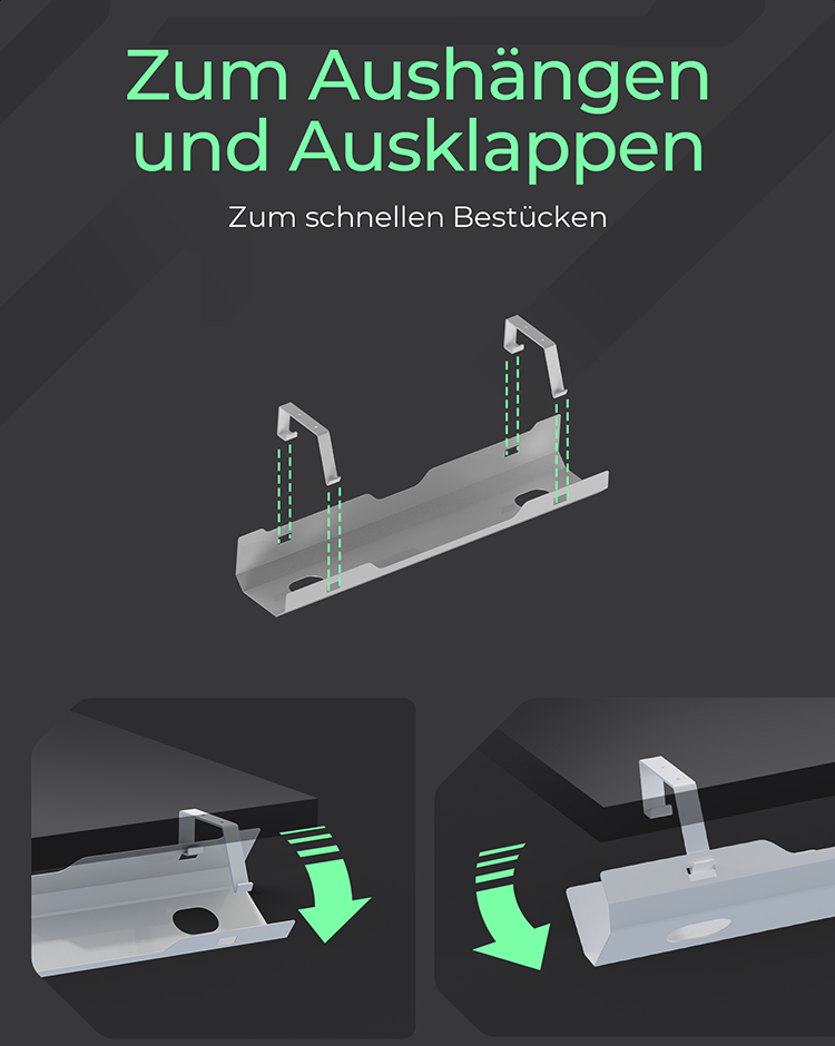 Kabelmanagementwanne IB-EWA100W-CM, für Schreibtische, Kabelführung
