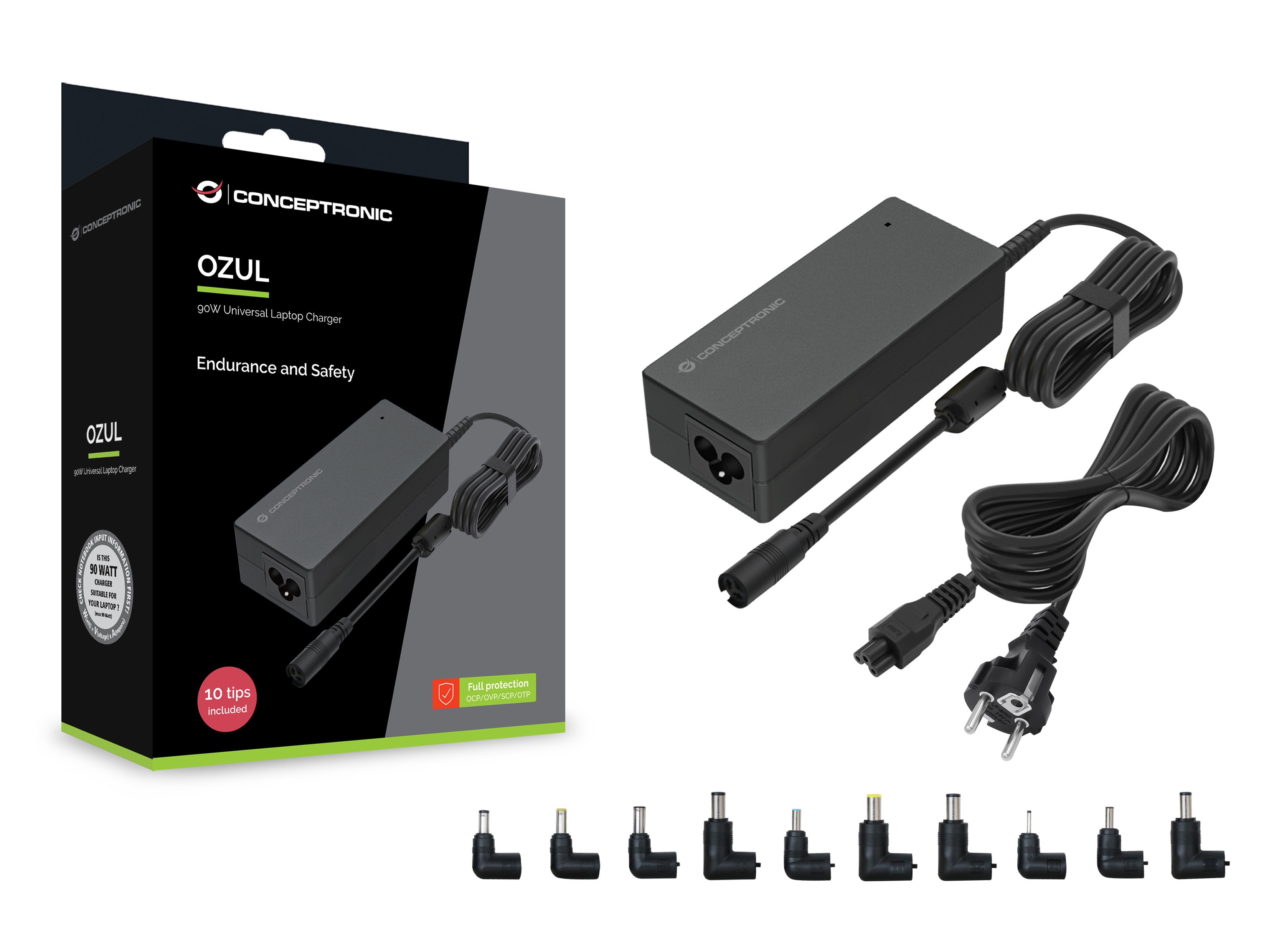 CONCEPTRONIC Univ. Notebook Netzteil inkl.10 Aufsätze 90W