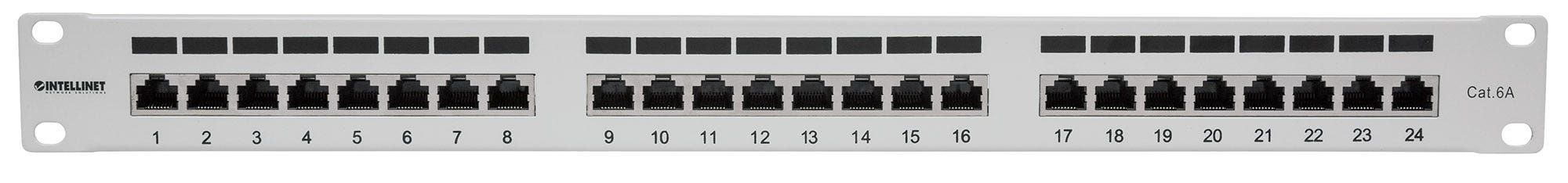 INTELLINET 24-Port Cat6a Patchpanel FTP 1HE grau