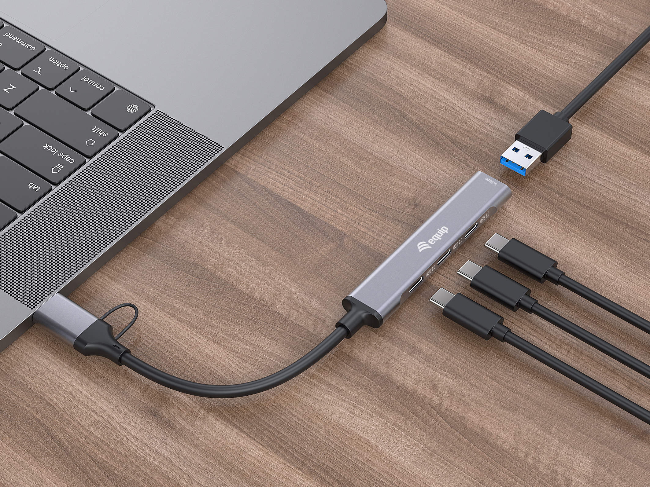 Equip 4-Port USB-C3.2-Hub->3xUSB-C/USB-A +USB-A Adapt.10Gbps