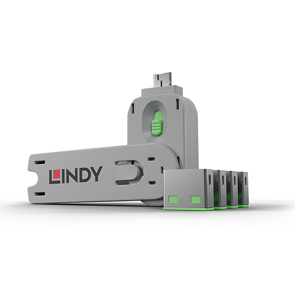 LINDY USB Typ A Portschlösser 4xGrün mit Schlüssel